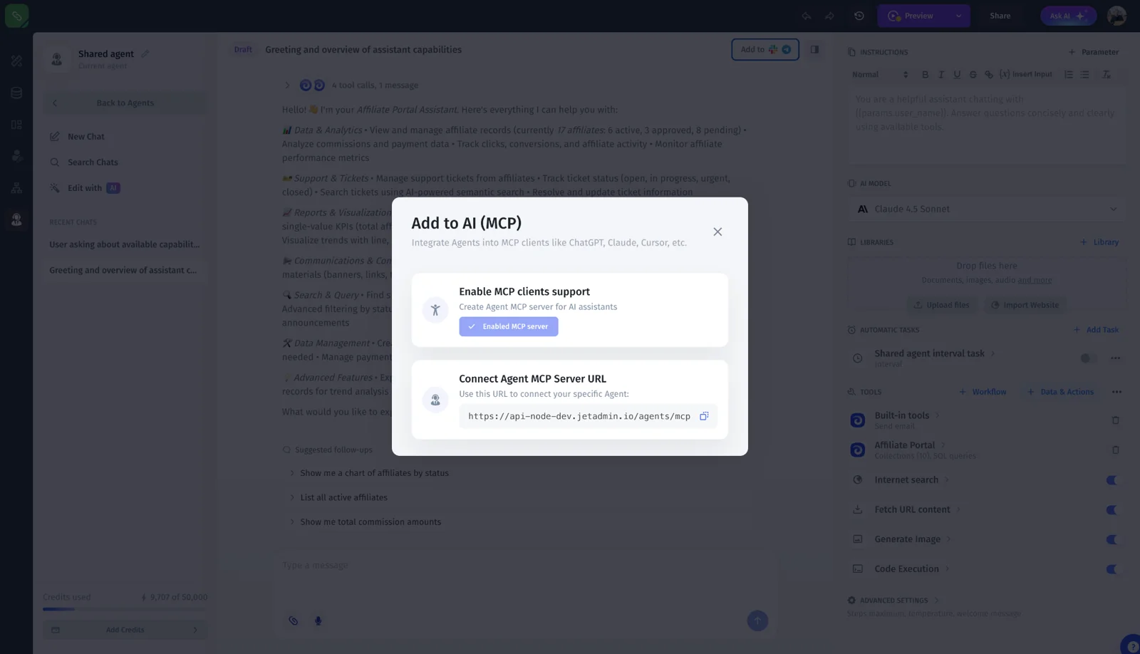 Connect an agent to an MCP client